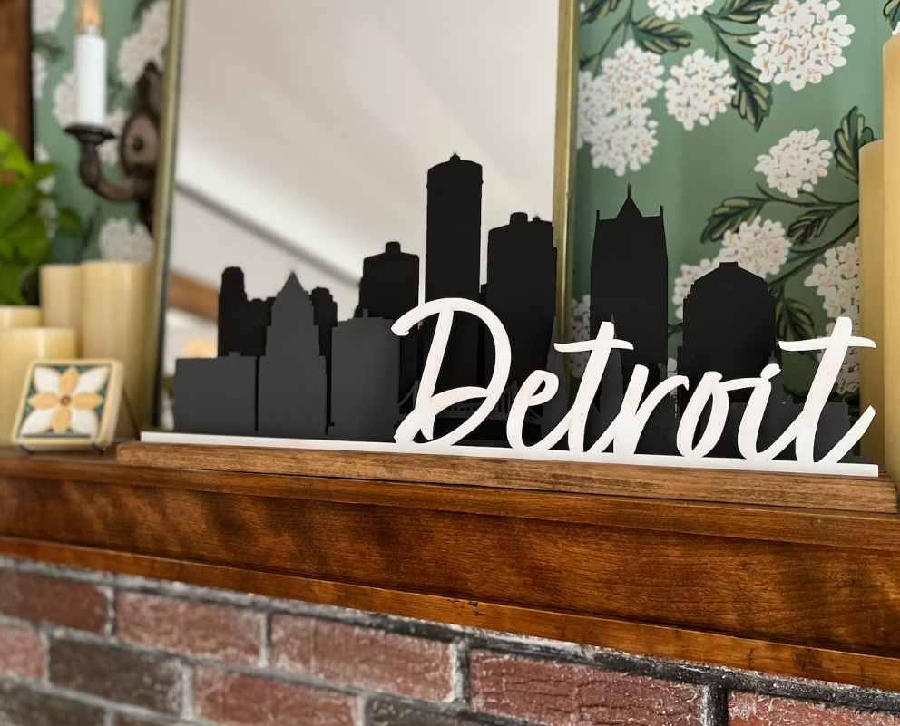 Detroit Skyline Mantle Piece