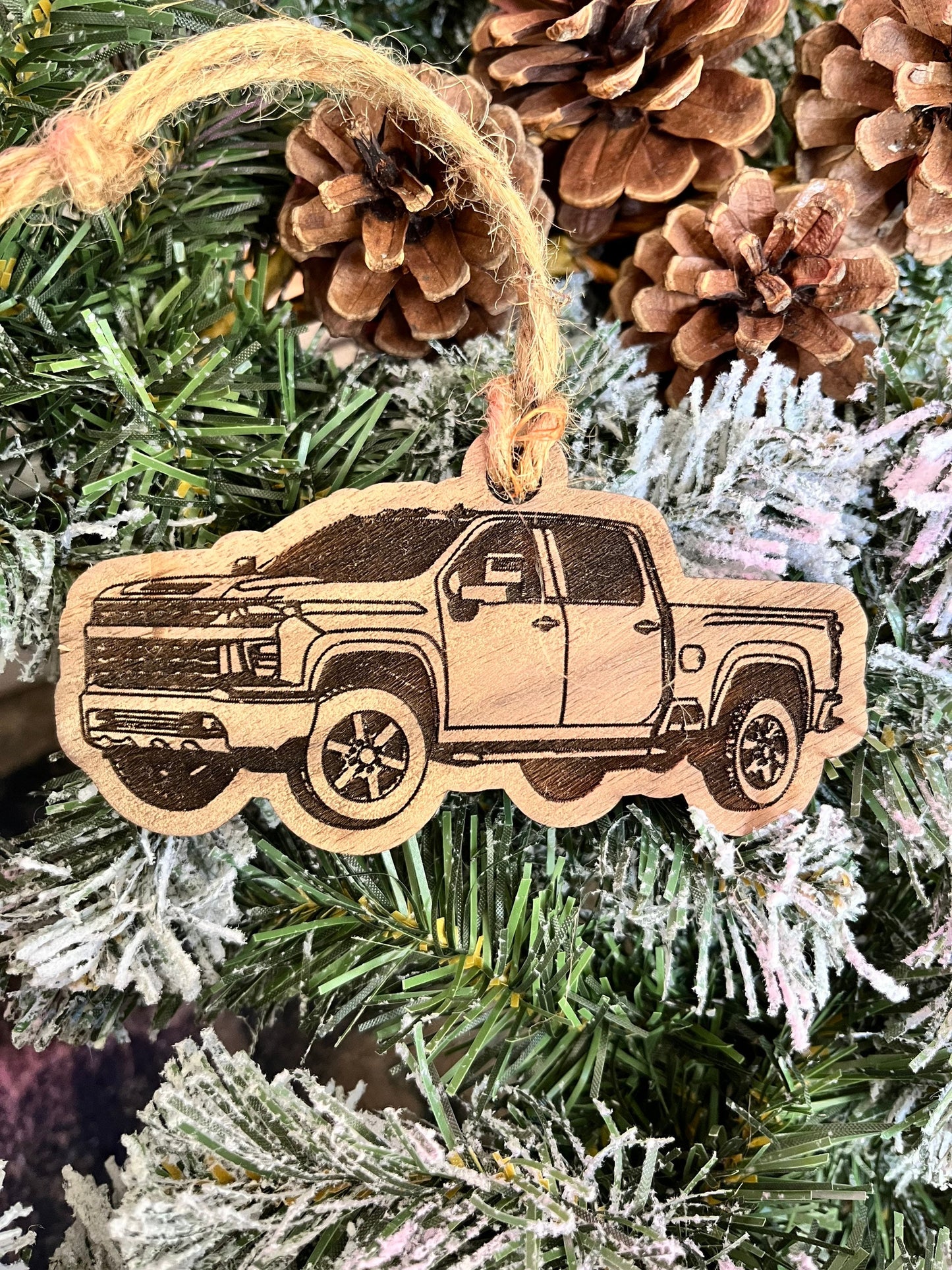 Personalized Chevy Silverado HD Inspired Ornament (walnut or cherry)