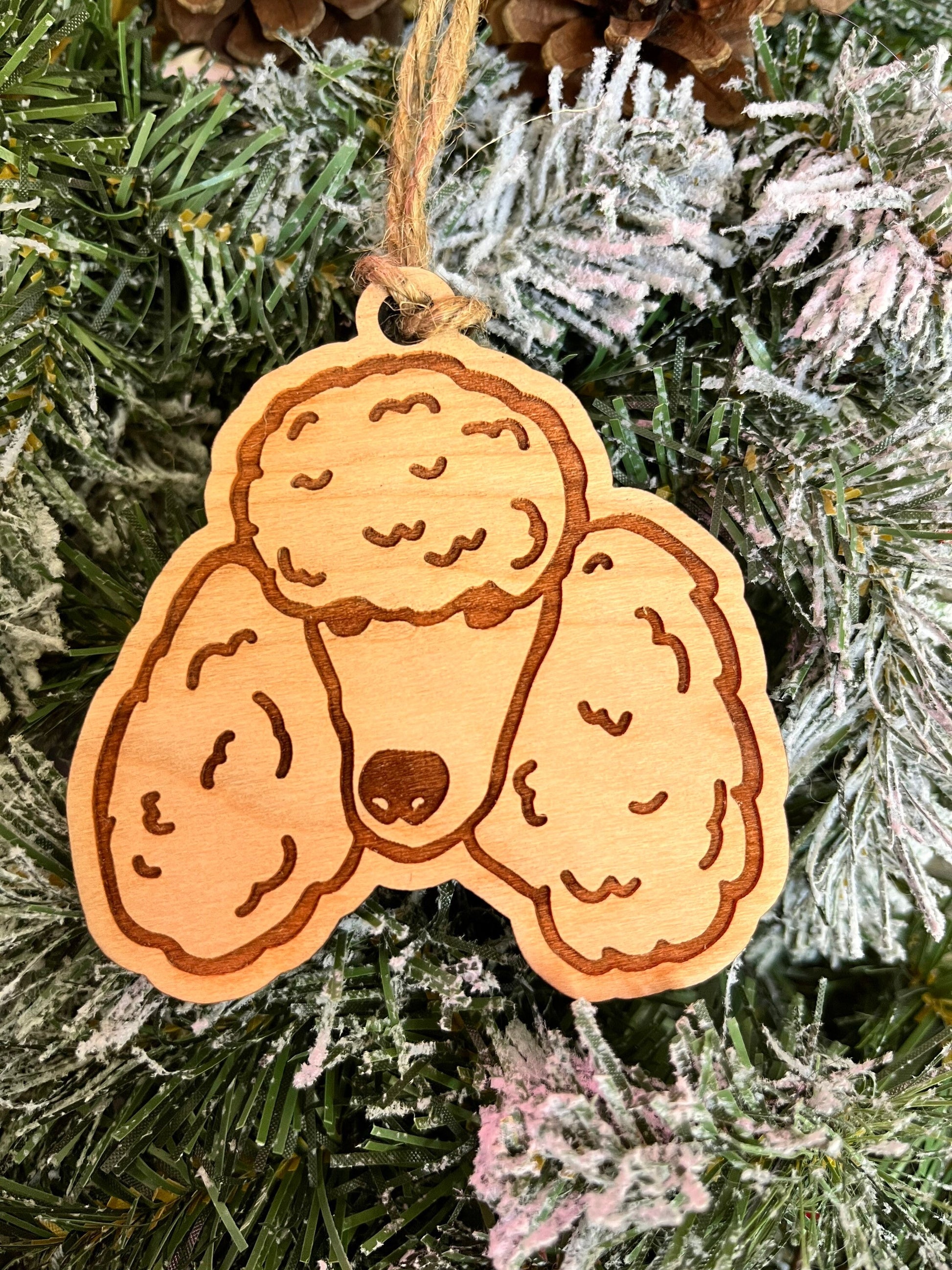 Personalized Poodle Ornament (walnut or cherry)