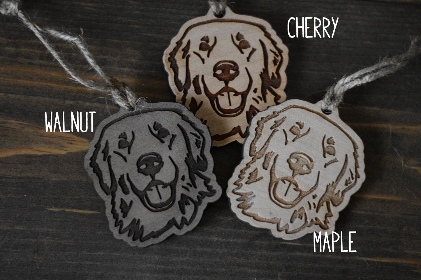 Personalized Golden Retriever Ornament (maple or cherry)