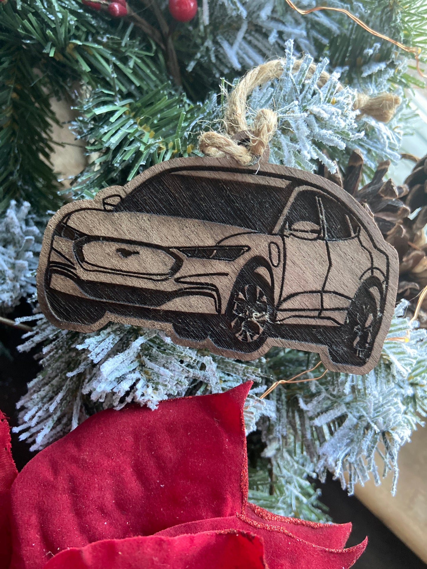 Personalized Mustang Mach-E Inspired Ornament (walnut or cherry)