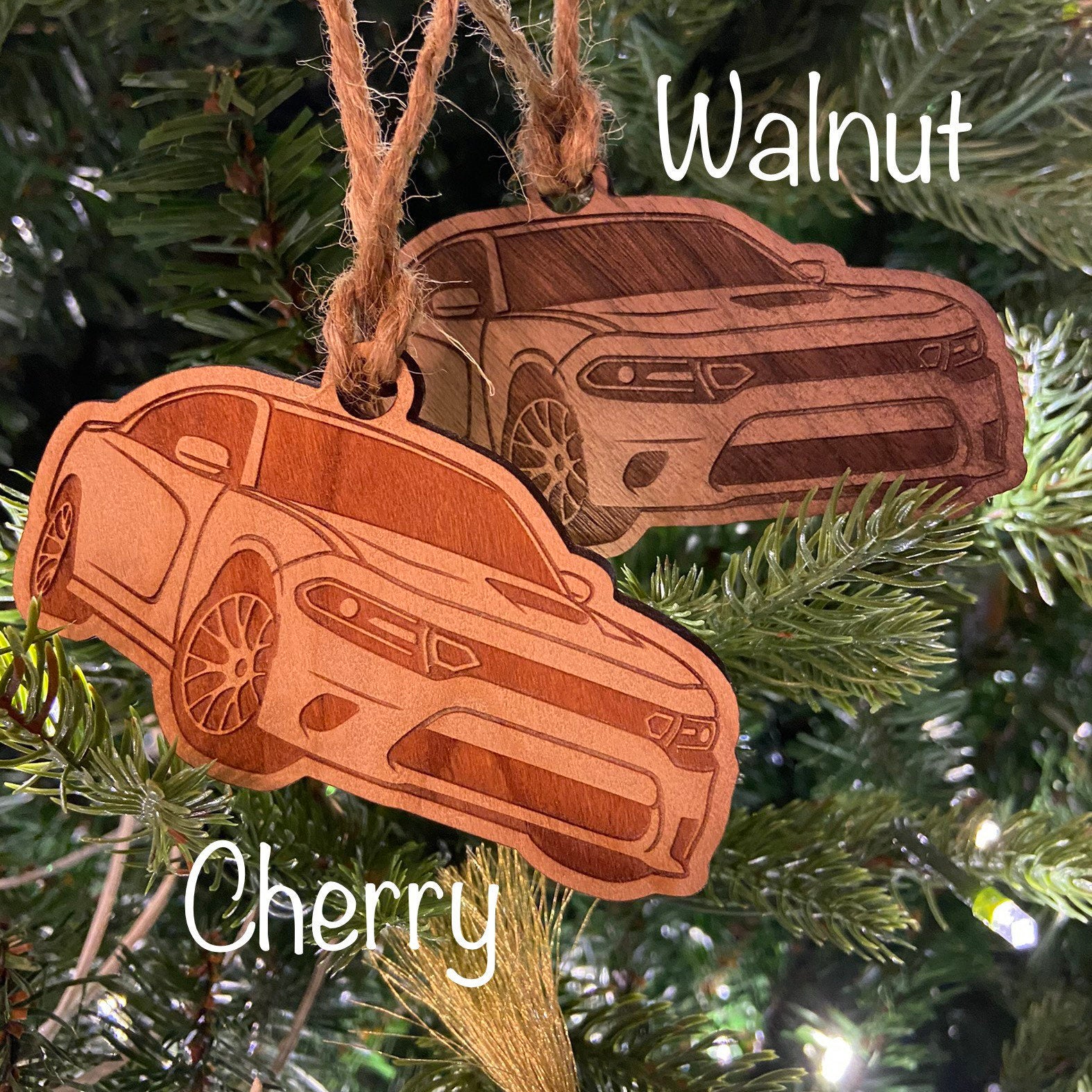 Personalized Dodge Charger Inspired Ornament (walnut or cherry)