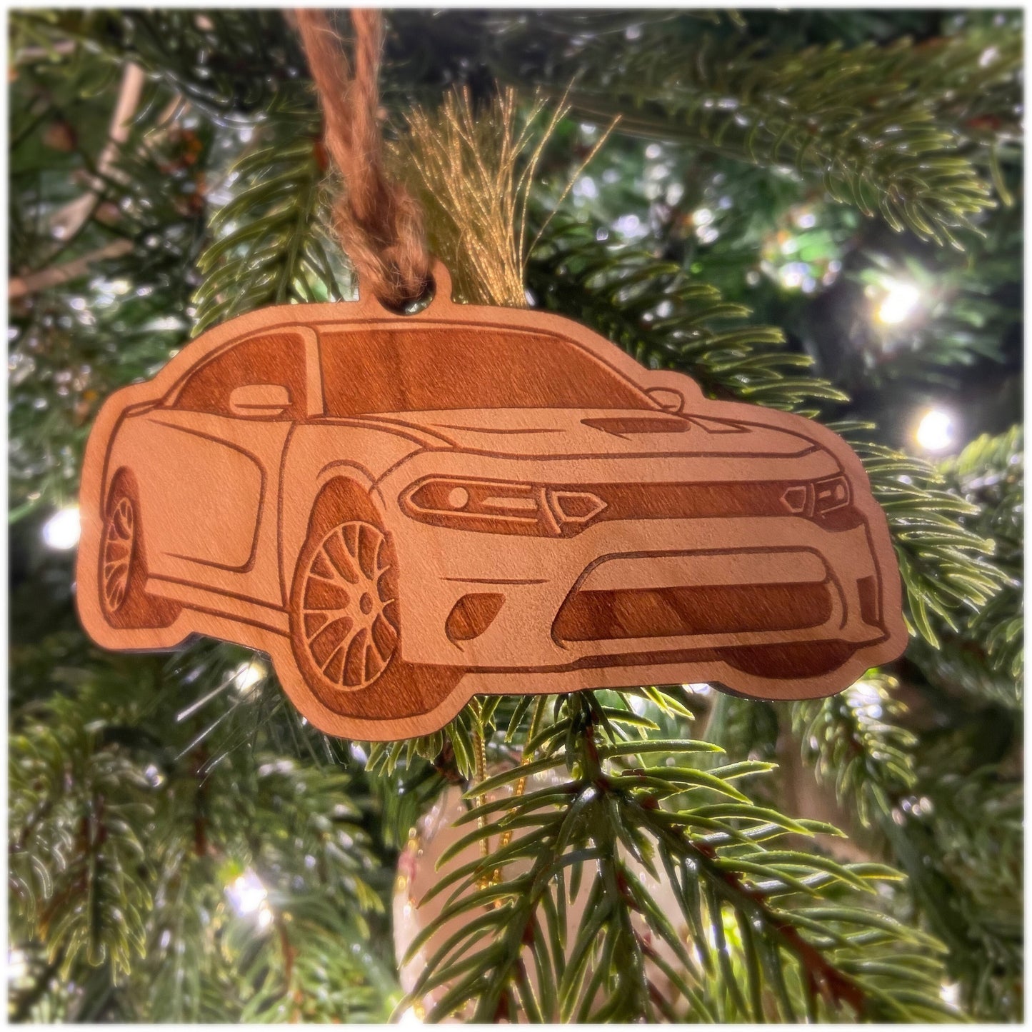 Personalized Dodge Charger Inspired Ornament (walnut or cherry)