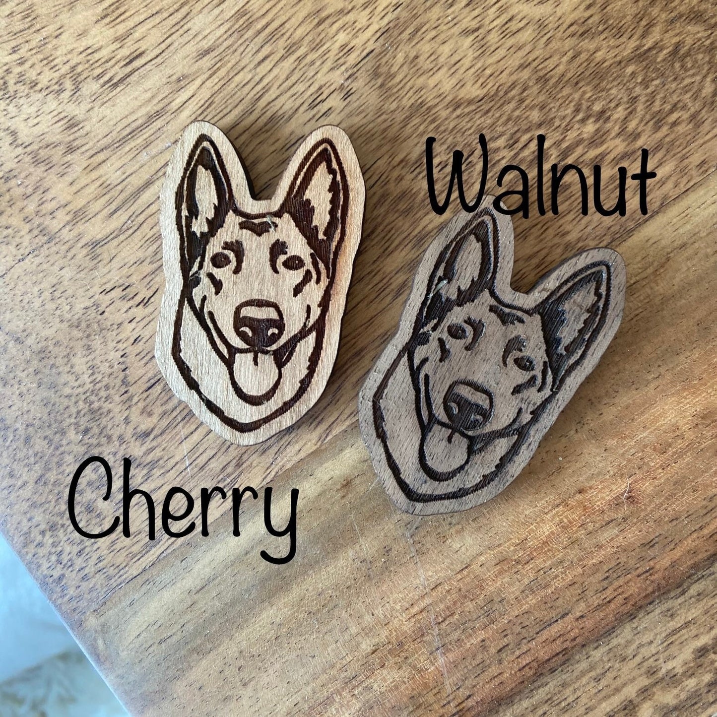 German Shepherd Magnet (walnut or cherry)