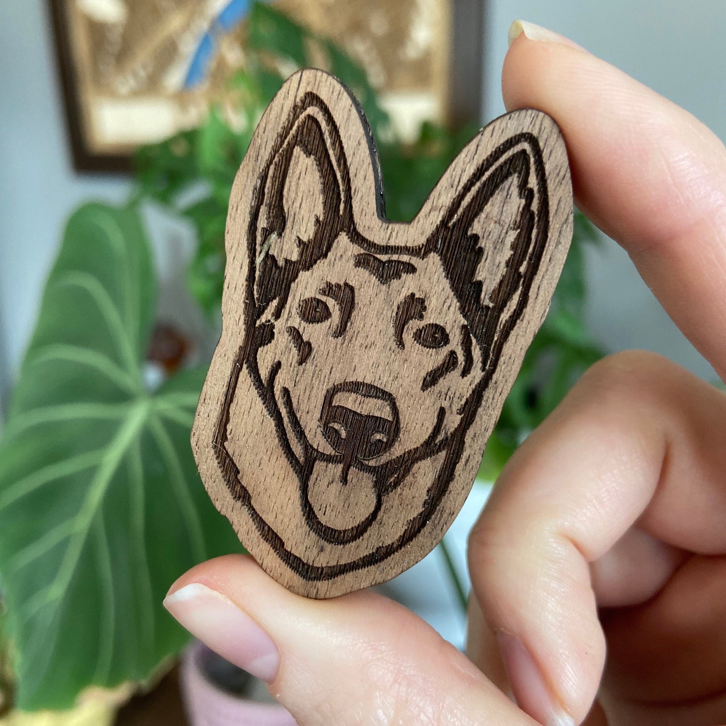 German Shepherd Magnet (walnut or cherry)