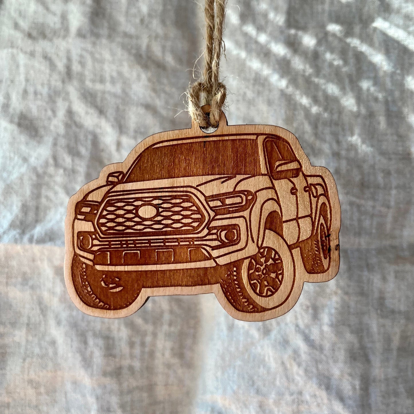 Personalized Toyota Tacoma Ornament (walnut or cherry)