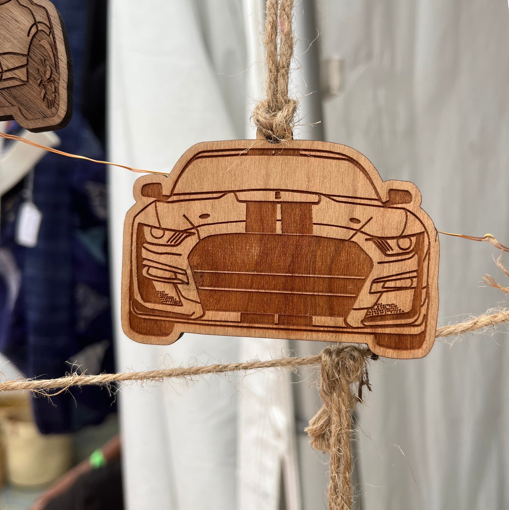 Personalized Ford Mustang Inspired Ornament (walnut or cherry)