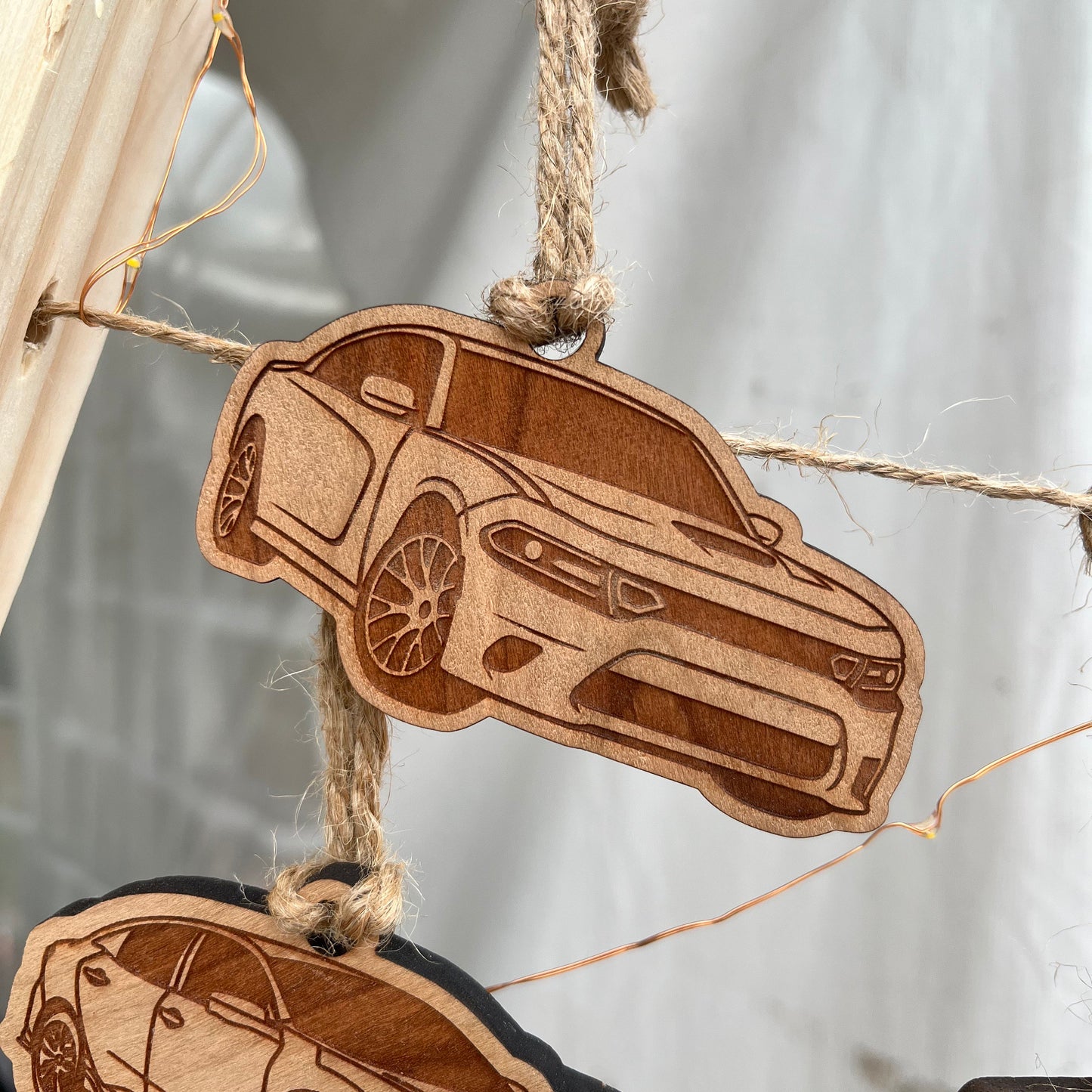 Personalized Dodge Charger Inspired Ornament (walnut or cherry)