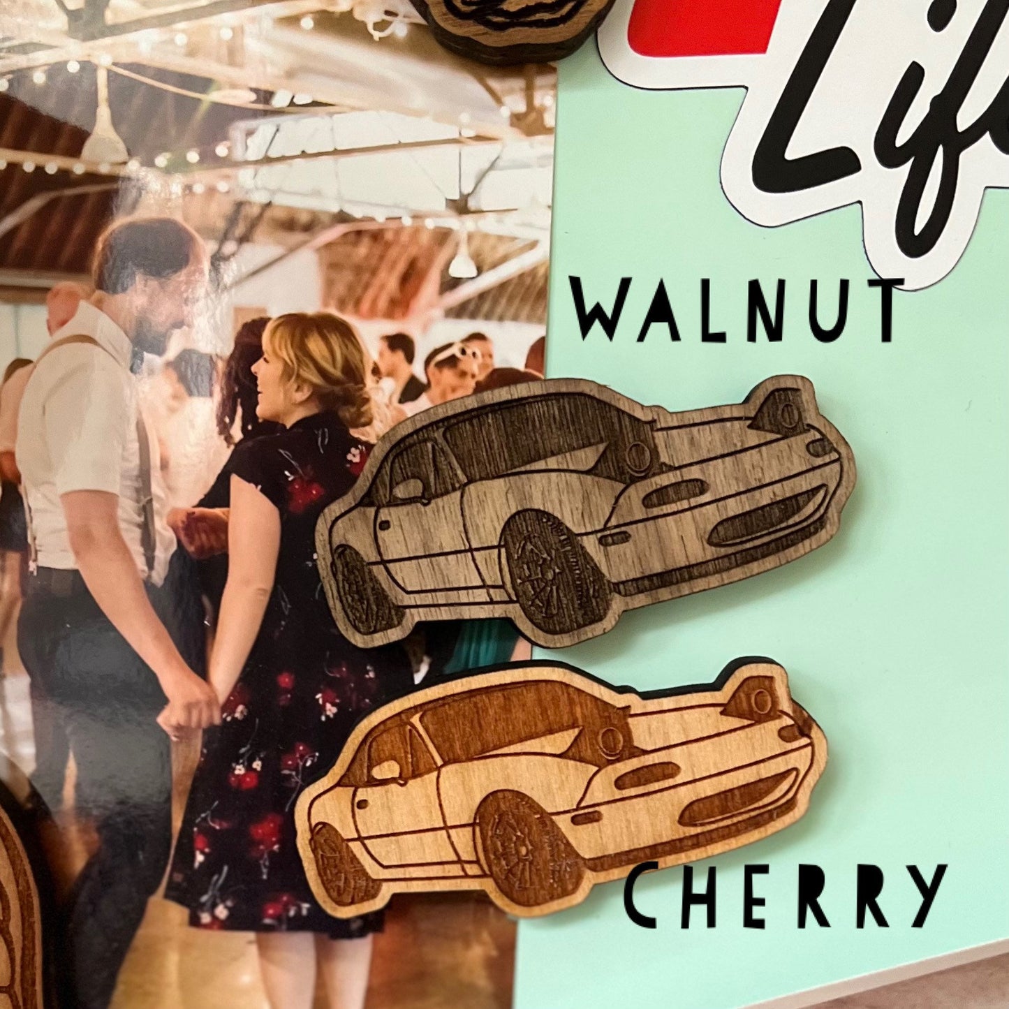 Mazda Miata Inspired Magnet (cherry or walnut)