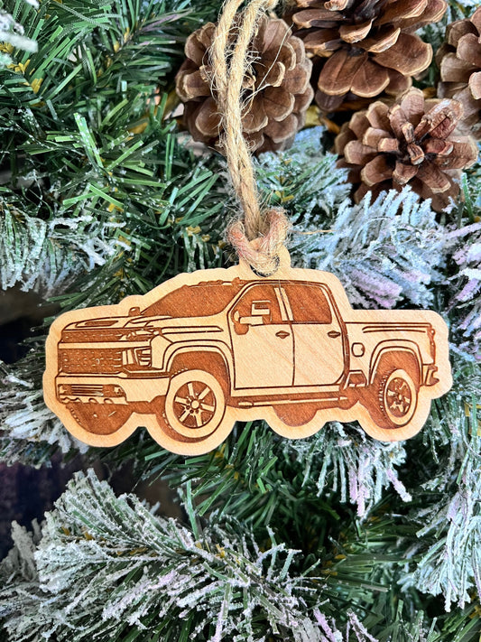 Personalized Chevy Silverado HD Inspired Ornament (walnut or cherry)