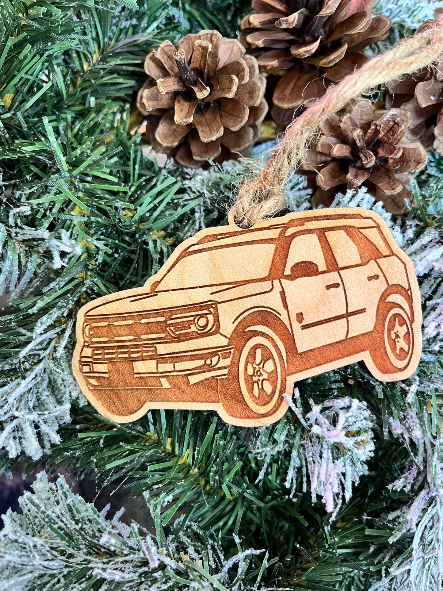 Personalized Ford Bronco Sport Inspired Ornament (walnut or cherry)