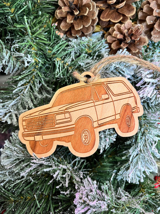 Personalized Ford Bronco Ornament (walnut or cherry)