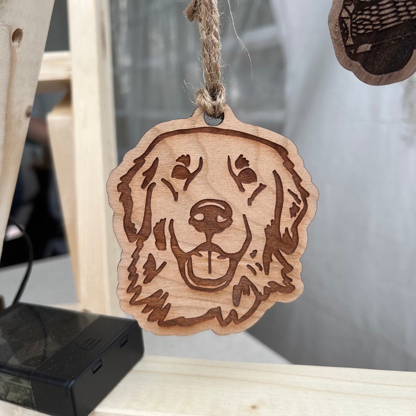 Personalized Golden Retriever Ornament (maple or cherry)