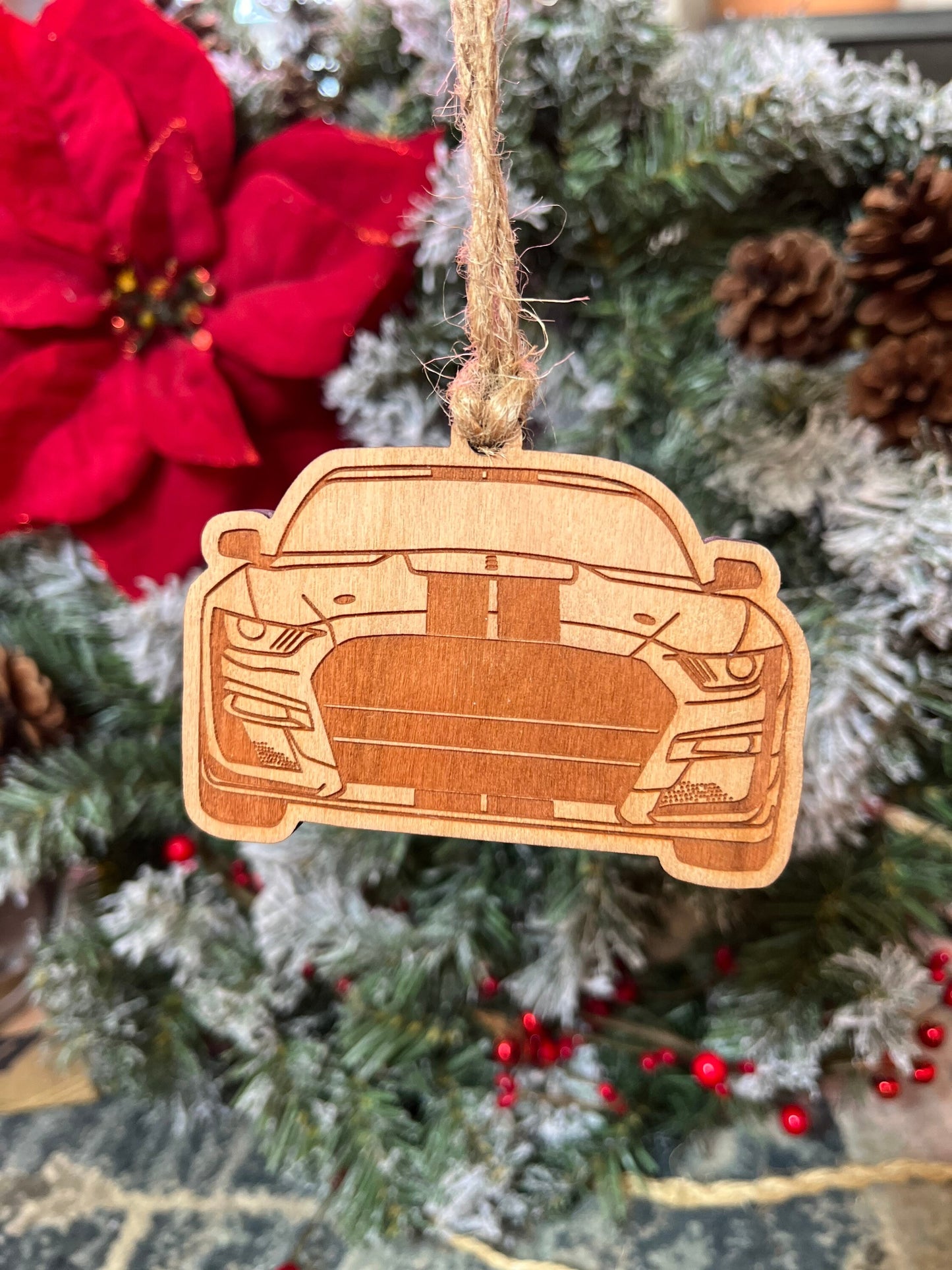 Personalized Ford Mustang Inspired Ornament (walnut or cherry)