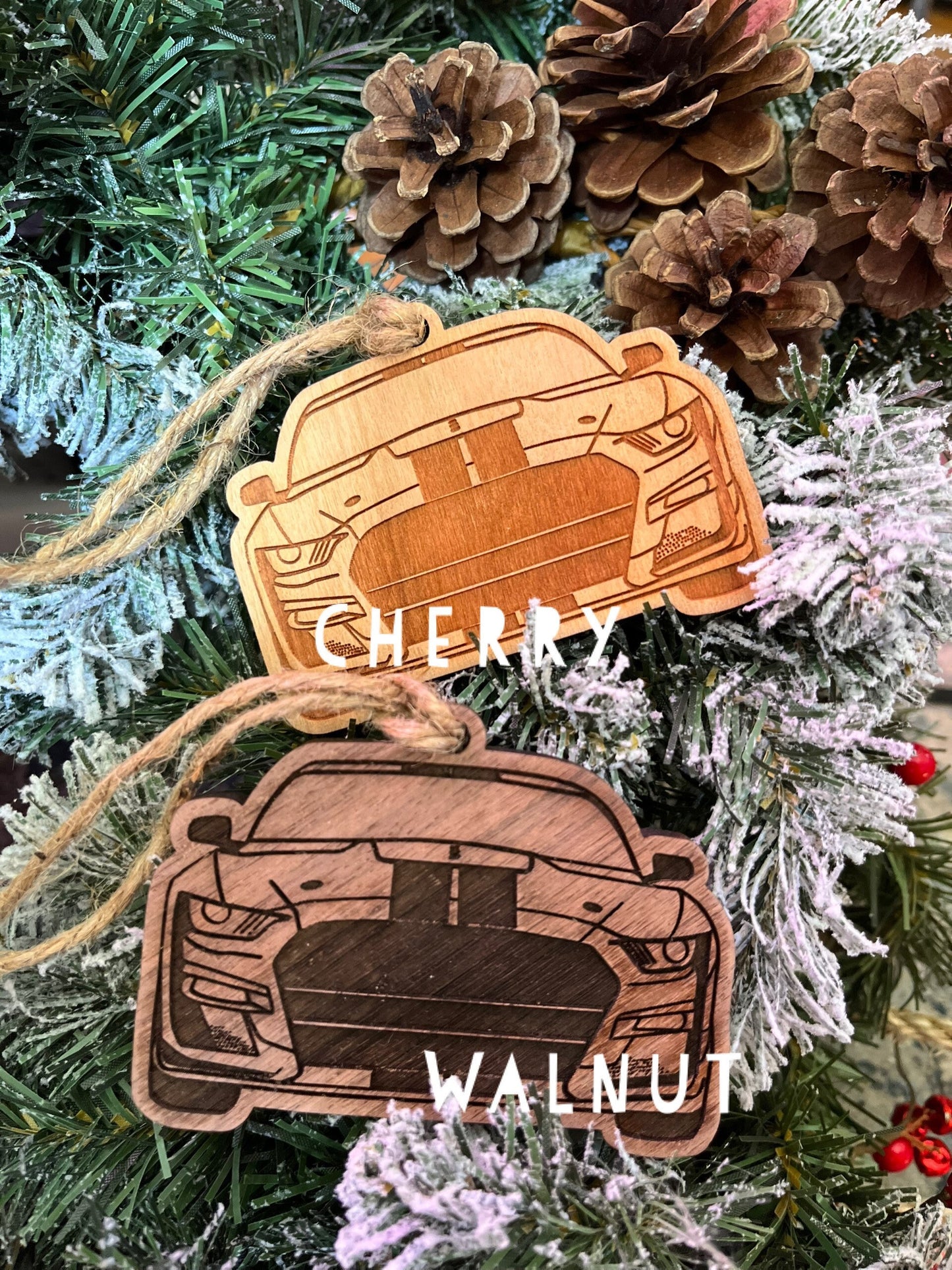 Personalized Ford Mustang Inspired Ornament (walnut or cherry)