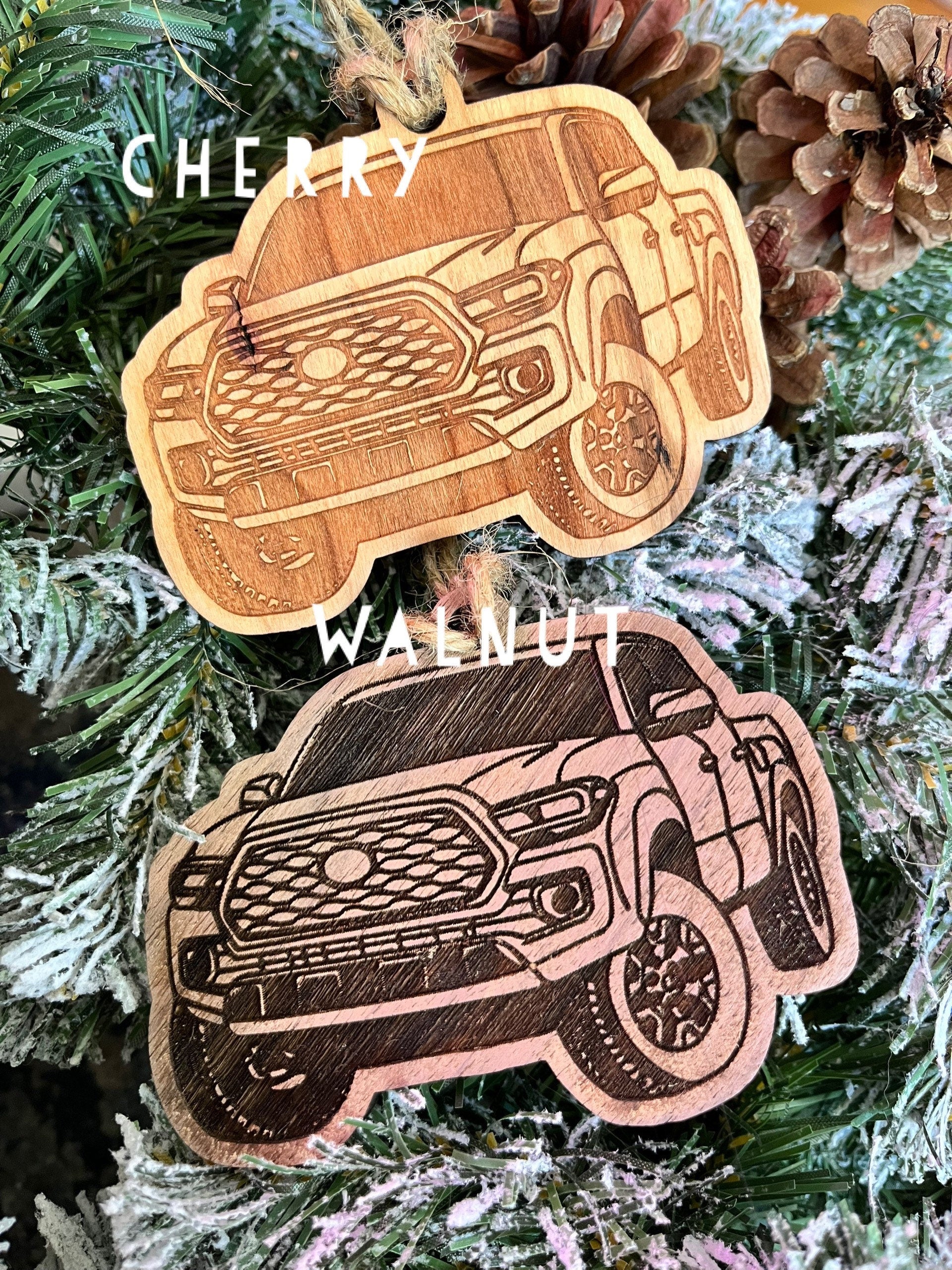 Personalized Toyota Tacoma Ornament (walnut or cherry)