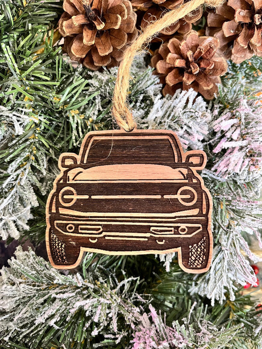 Personalized Ford Bronco Inspired Ornament (walnut, maple, or cherry)