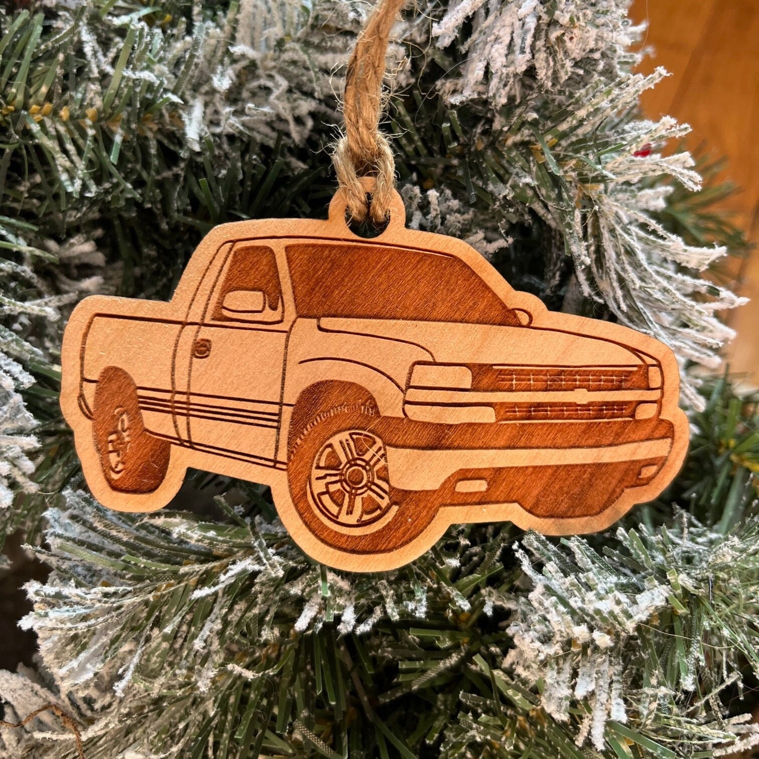 Personalized Chevy Silverado Inspired Ornament (walnut or cherry)