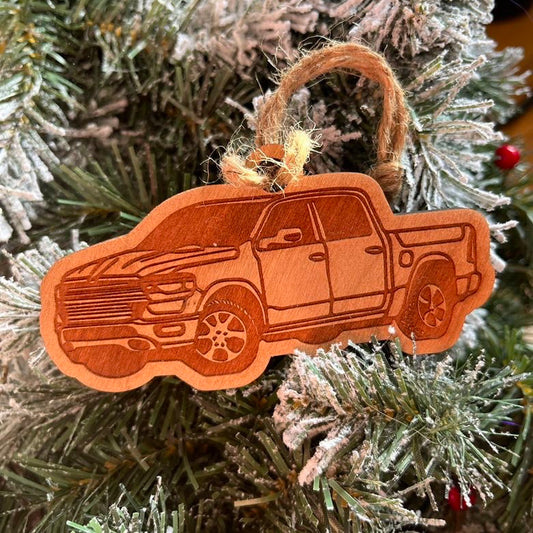 Personalized RAM 1500 Inspired Ornament (walnut or cherry)