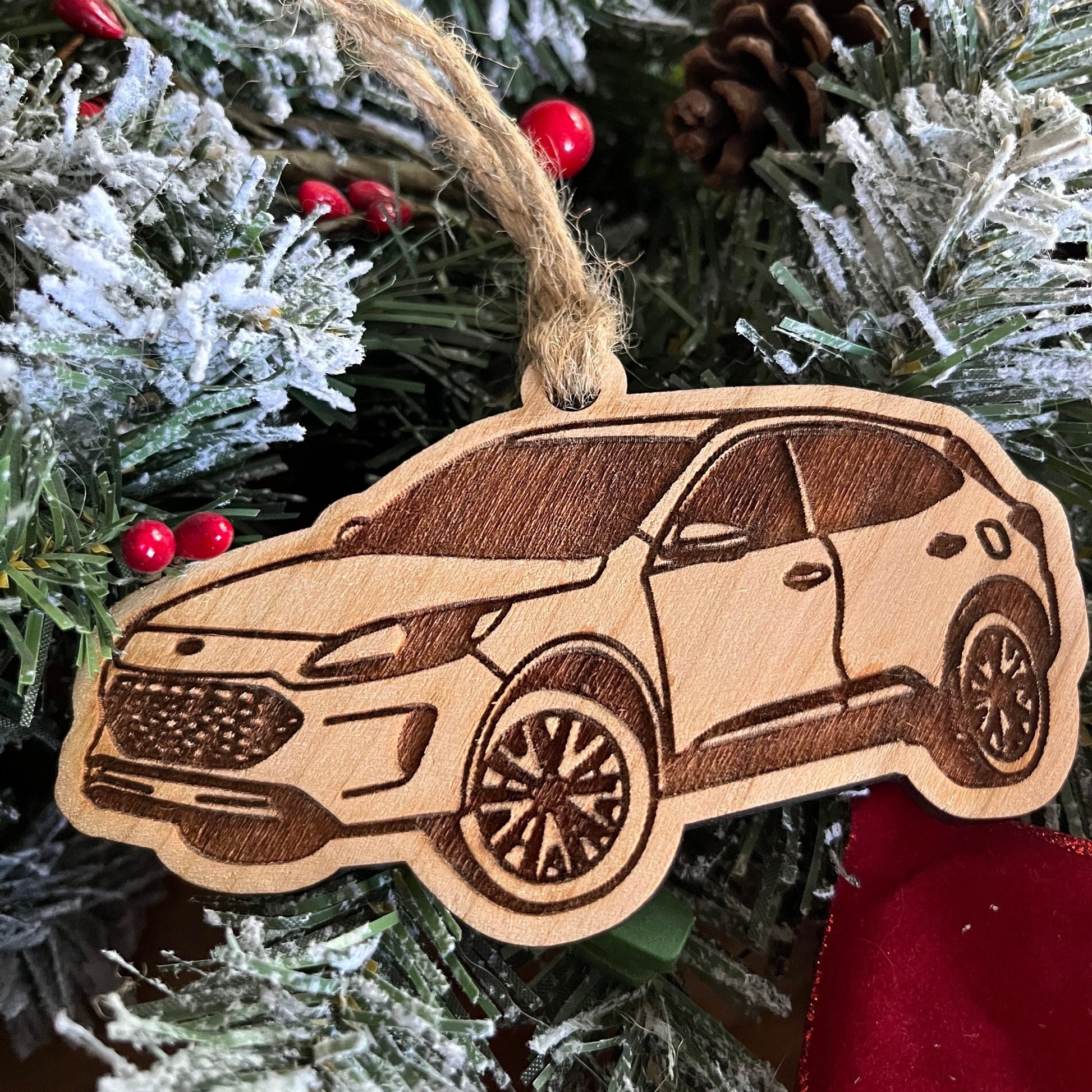 Personalized Ford Escape Inspired Ornament (walnut or cherry)